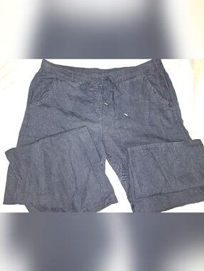 NWT Tommy Bahama 100% Linen Pants Navy Wide Leg Sz 16